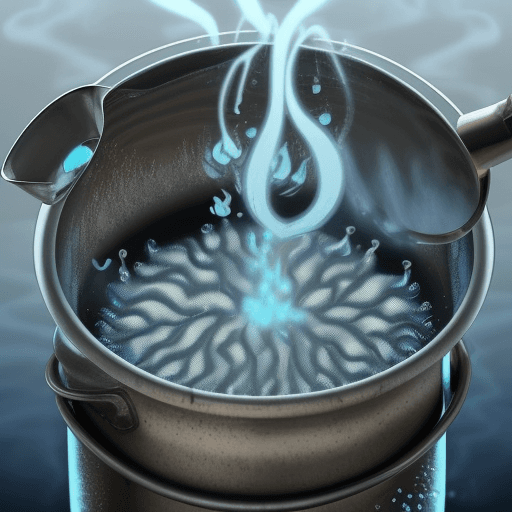 AI generated: Generate an image that represents the dynamics of micropores in a liquid steel refining pot during t...