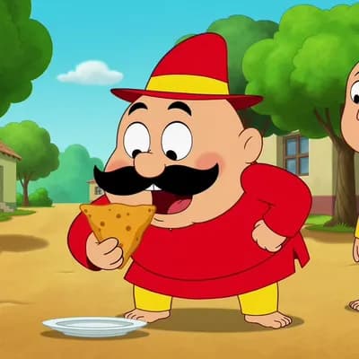 AI generated video: Motu patlu Motu ne samosa khakar 10 shoulder ko mara
