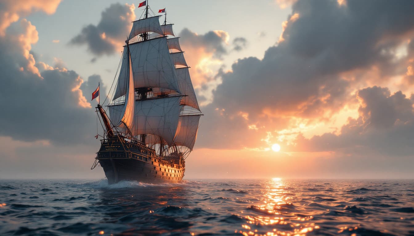 AI generated: Smart city and abstract polygon pattern connection
Photo of a ultra realistic sailing ship, dramatic...