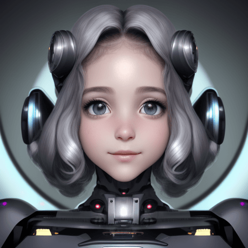AI generated: un retrato detallado de frente y realista de una robot hermosa, cabello rubio, detalles ciberneticos...