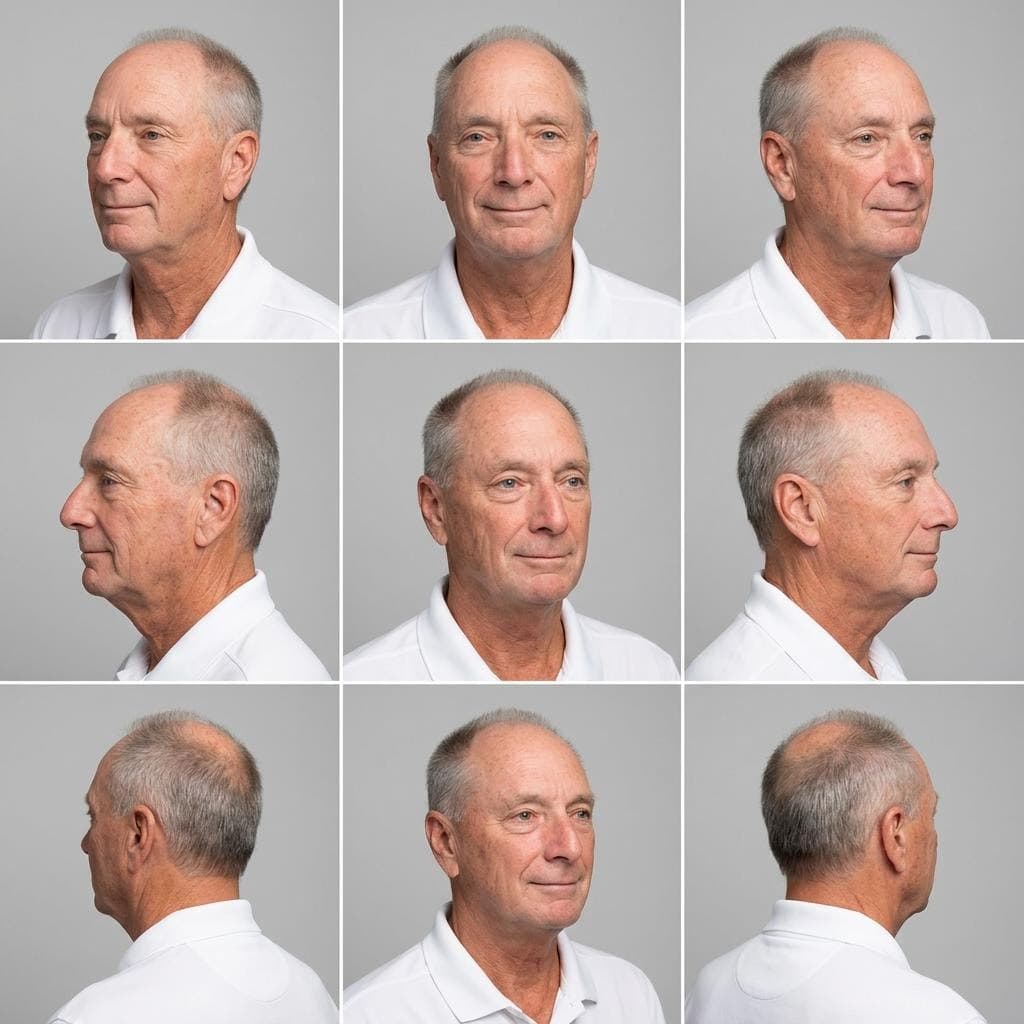 AI generated: create a visual study of 9 images, each where the character is rotating as if on a platform to show ...