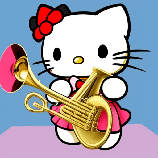 AI generated: hello kitty playing trombone
