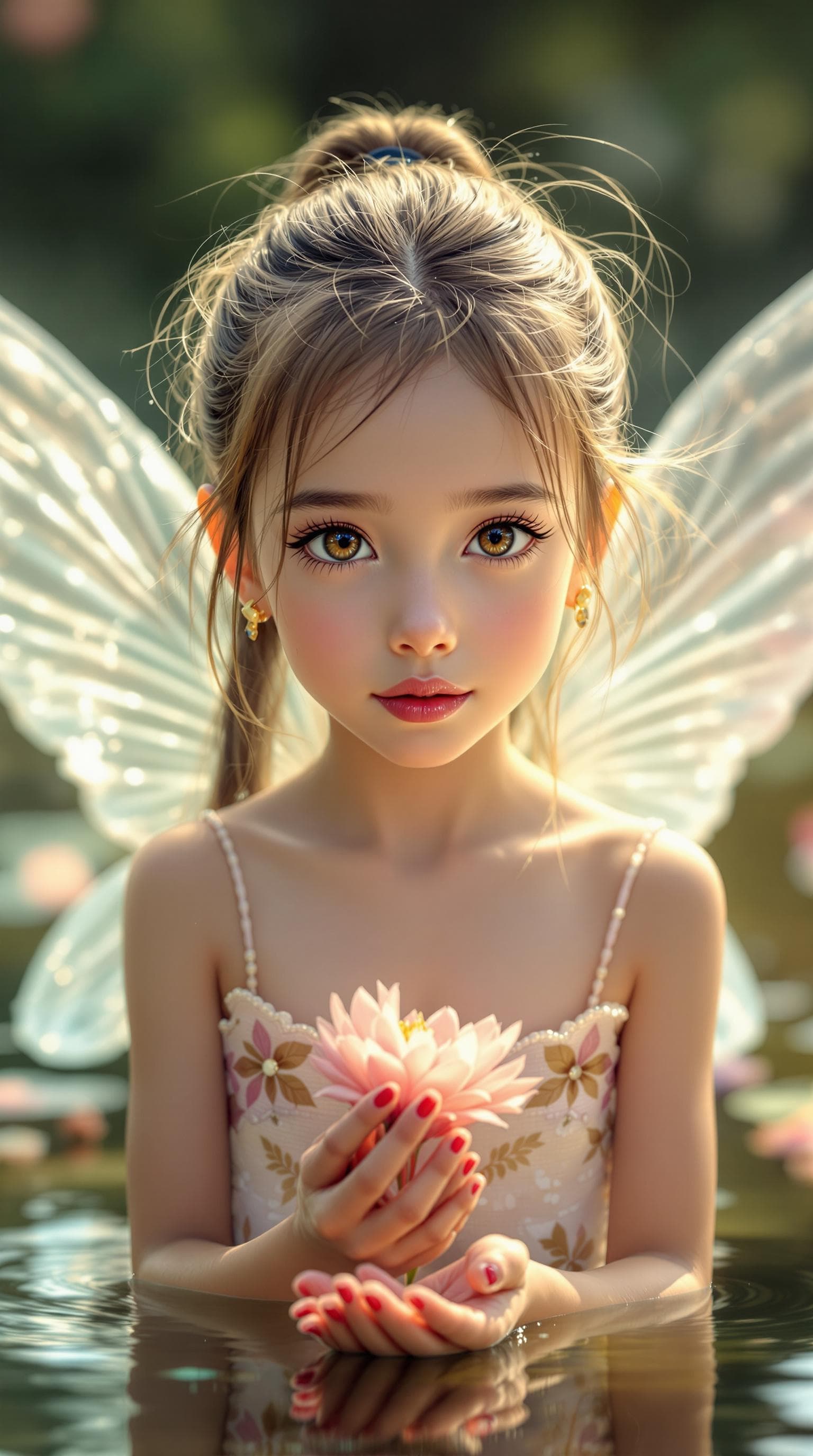 AI generated: a professional photo of a exceptionally beautiful girl in the world (age 7), (seven year old), tiny ...