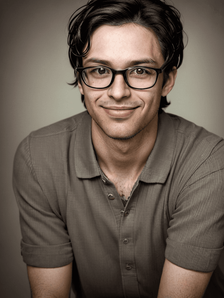 AI generated: only one young adult male portrait in a realistic photograph with high resolution, in his mid-thirti...