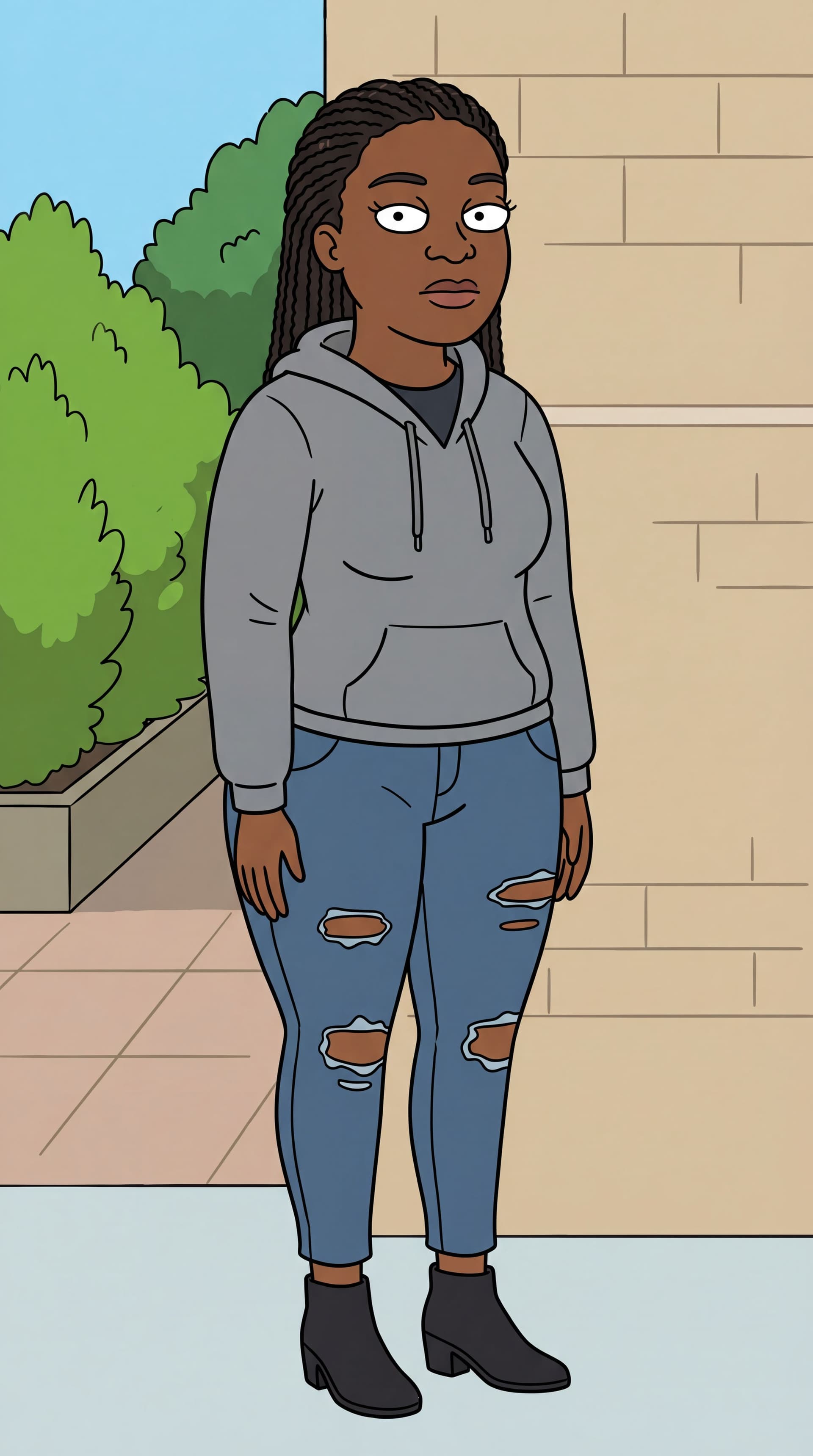 AI generated: https://promptbase.com/prompt/rick-and-morty-style-cartoon-characters-2 Create her in rick and morty...
