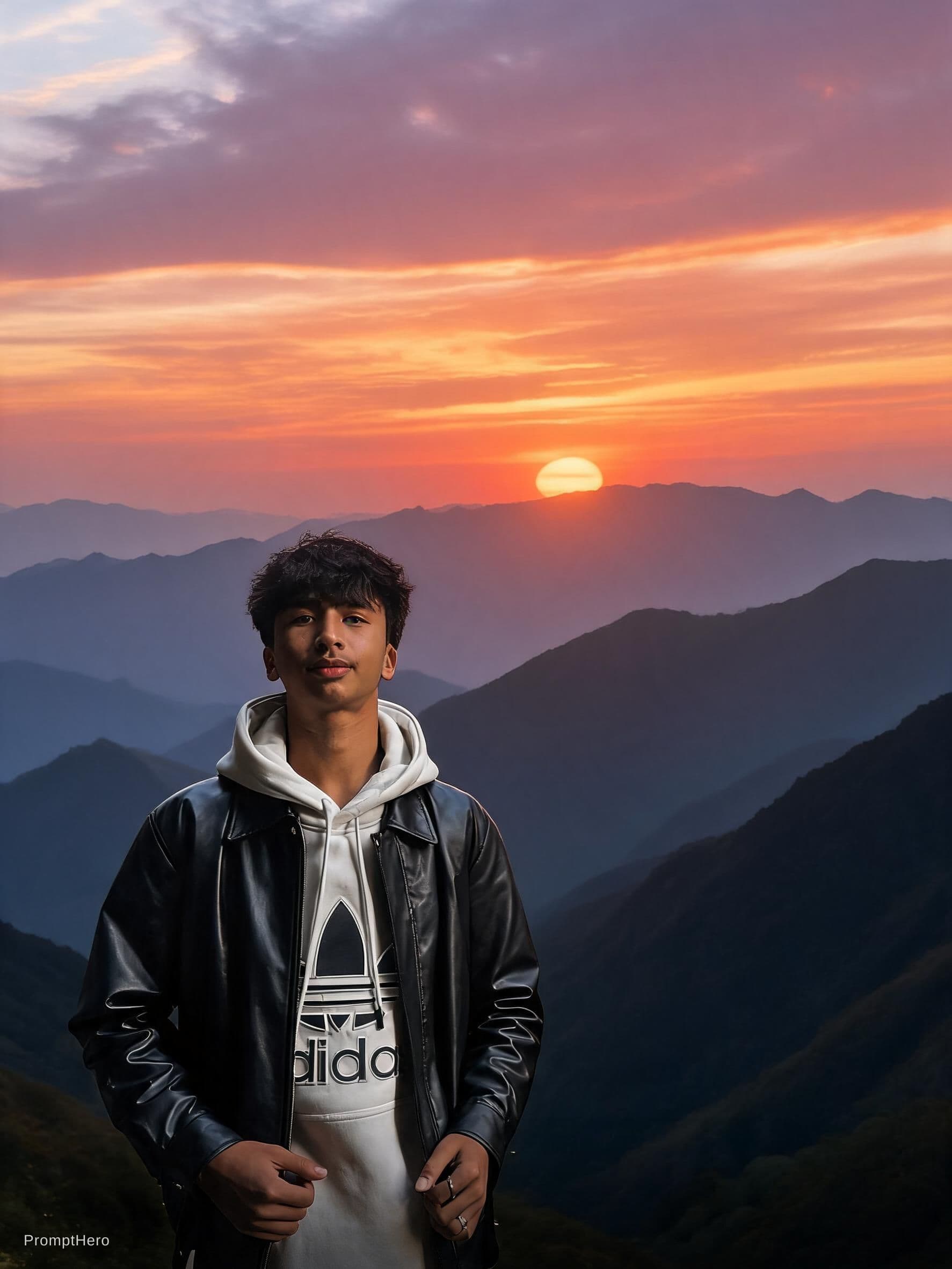 AI generated: A beautiful sunset at mountains 