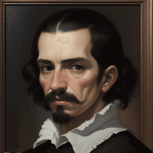 AI generated: portrait, profound gaze, oil painting, grainy, avant-garde, diego velazquez, brush touched