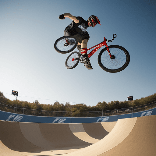 AI generated: photography, sports shooting, dynamic range, in the X-game park, dynamic motion with professional BM...