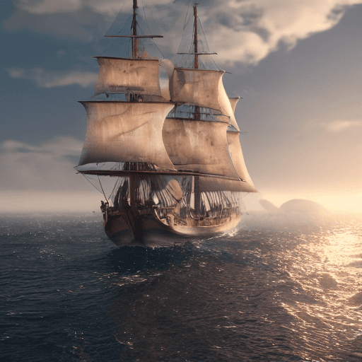 AI generated: photo of a ultra realistic sailing ship, dramatic light, pale sunrise, cinematic lighting, battered,...