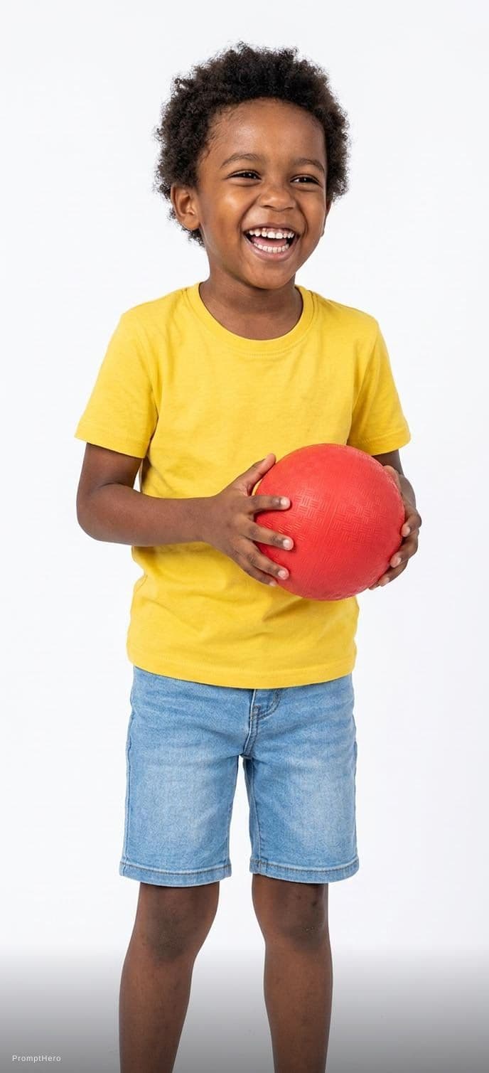 AI generated: A highly detailed image of a joyful African American boy with curly hair, wearing a bright yellow t-...