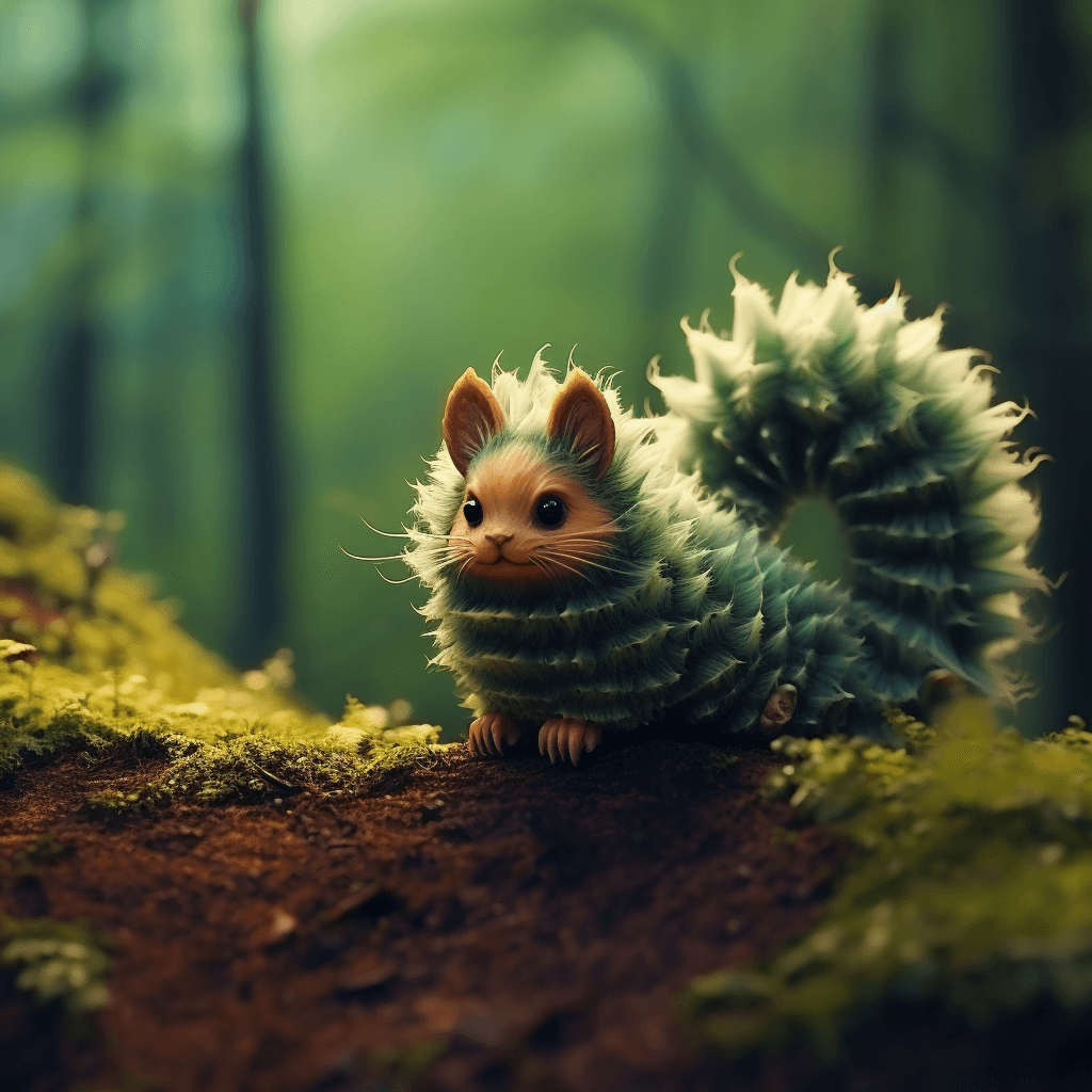 AI generated: A fluffy caterpillar, the shape of a squirrel --v 6