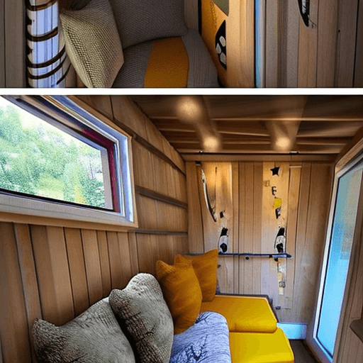 AI generated: close up, A cozy and inviting tiny home interior with a rustic, country-inspired aesthetic. The spac...