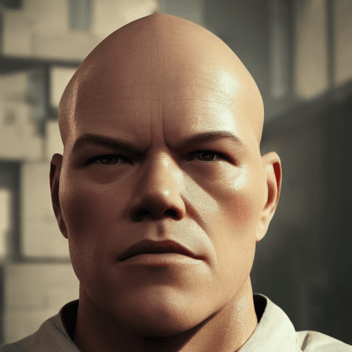 AI generated: HONG KONG MAN REAL image of Matt Damon bald with scalp shaped like foreskin, stunning 3d render insp...