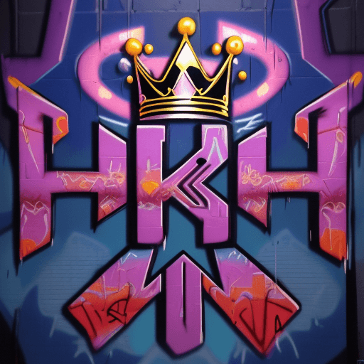 AI generated: Word art for the letter R, it has a kings crown above it, all in graffiti-inspired by El Mac style, ...