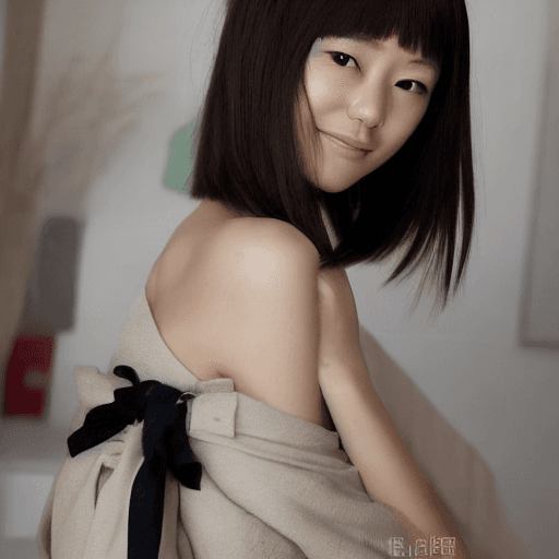 AI generated: an extremely delicate and beautiful, 1 japanese girl, 18 years old, (happy:1.3) , (asymmetric hair c...