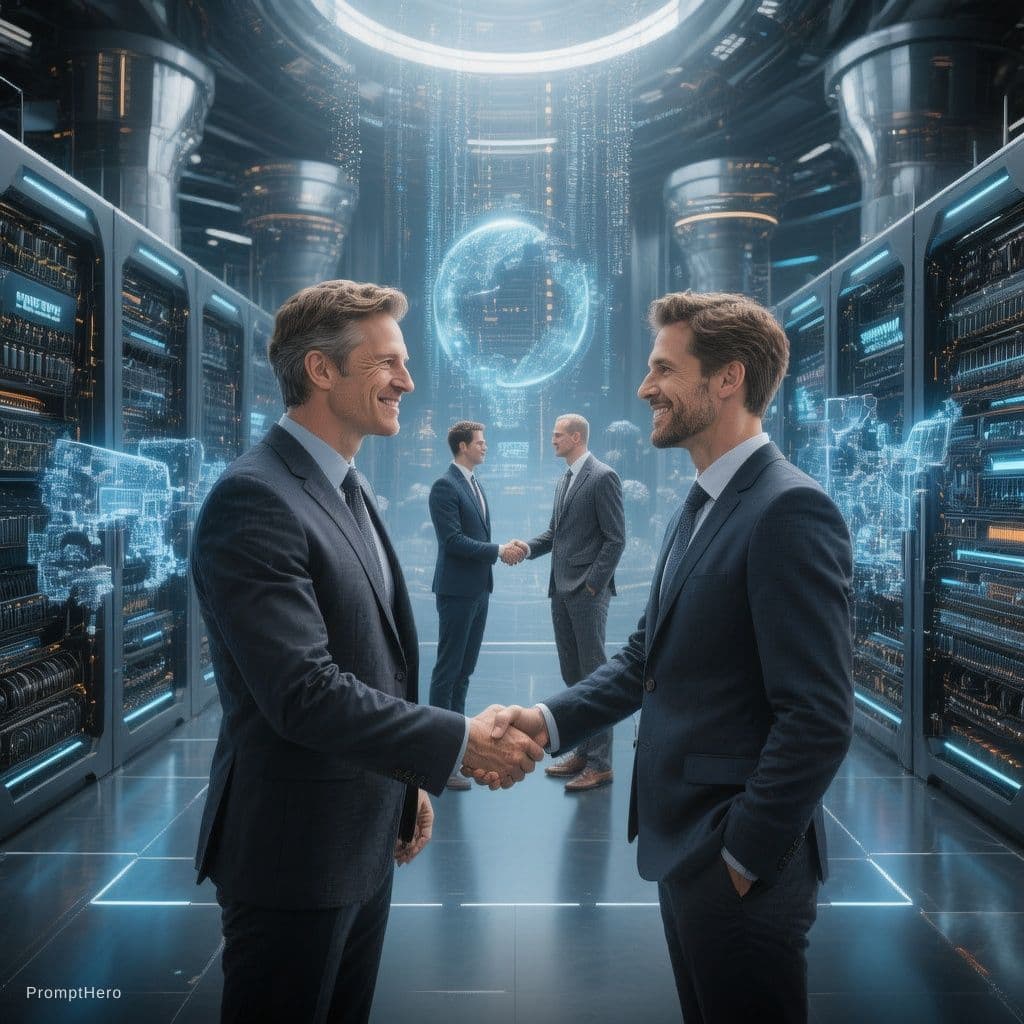 AI generated: Cinematic Trending Futuristic High tech Data Centers with massive stylish 
high-tech look, different...