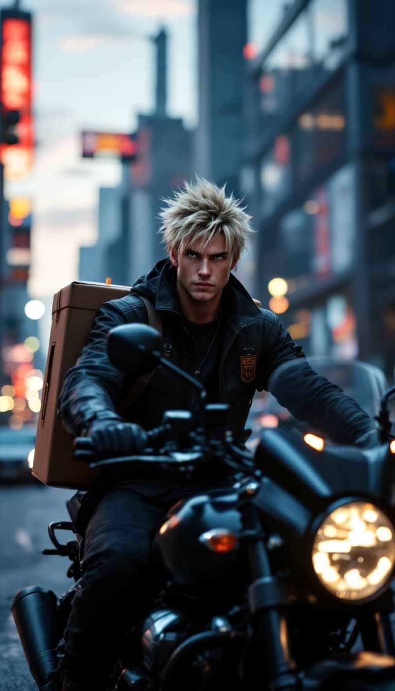 AI generated: A photorealistic, documentary-style candid shot of a rugged young man with spiky blonde hair and ice...