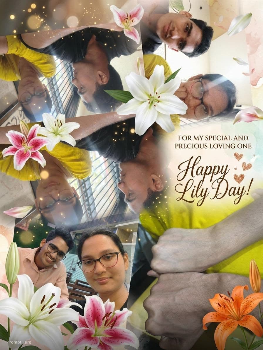 AI generated: Animated collages with lilies flowers to my special and precious loving one 