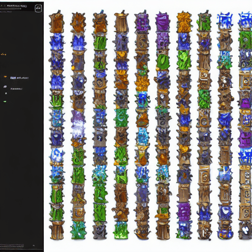 AI generated: game sprite sheet of rpg crystal icons, elemental effects, fantasy skill icons, game battle skills, ...
