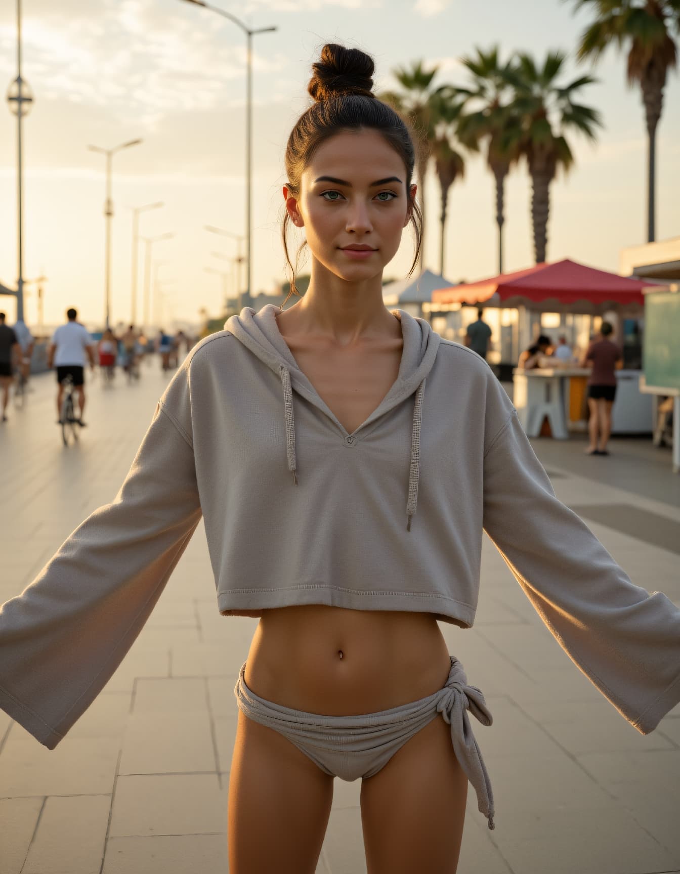 AI generated: ultra highres realistic Street photo of a 24-year-old Akan-Circassian female fierce martial artist w...