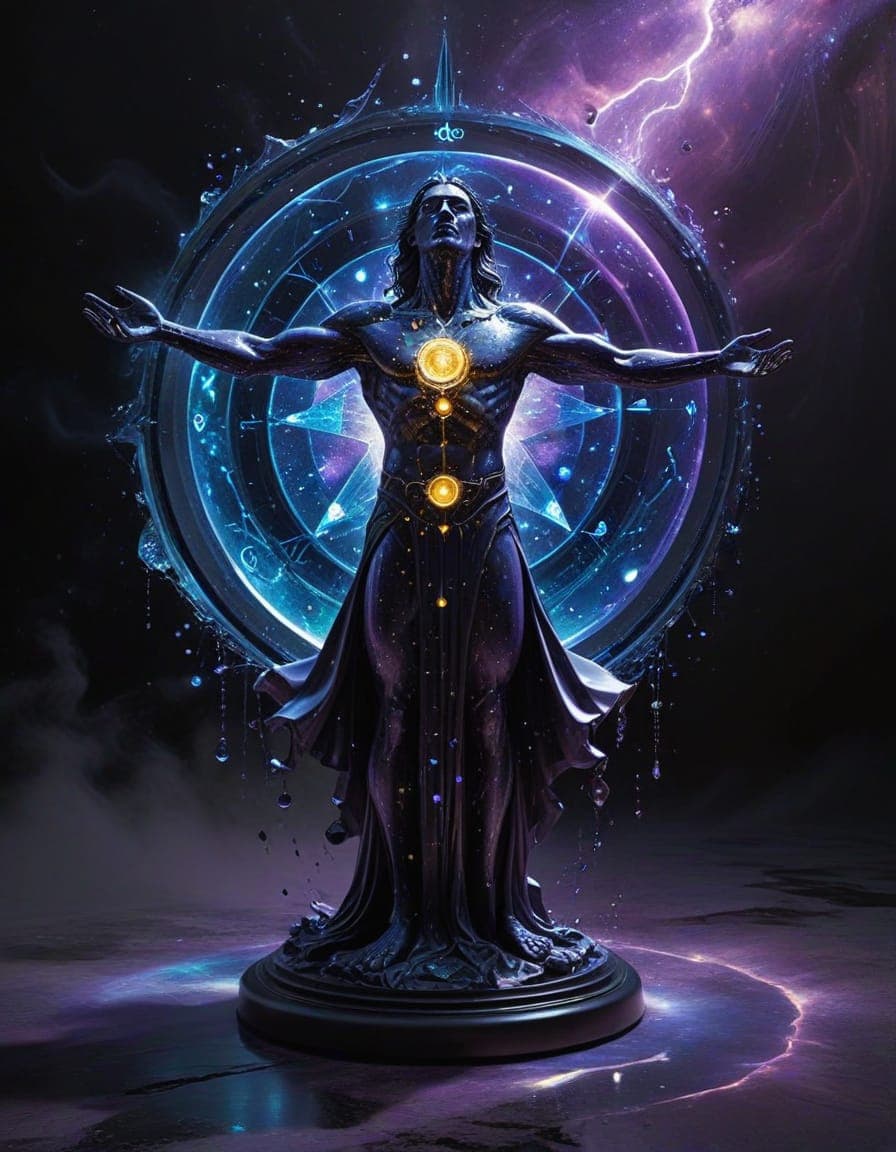 AI generated: The Magician – The Cosmic Alchemist

A mystical figure levitates above a floating obsidian altar, ...