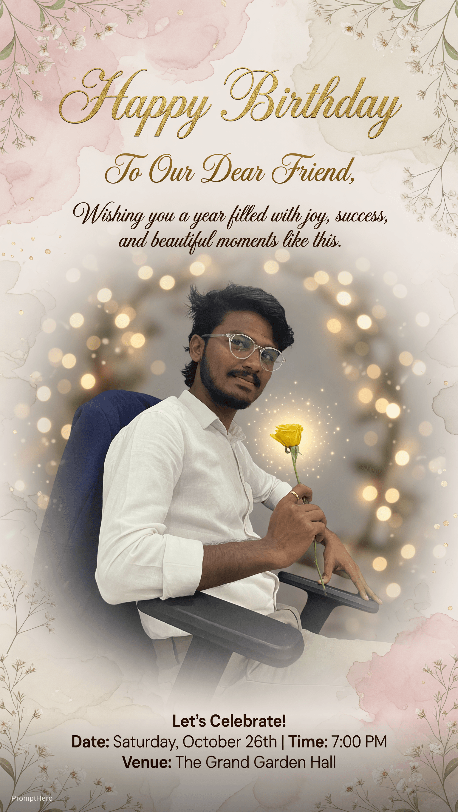AI generated: Use this image and make a birthday flyer with aesthetic look
