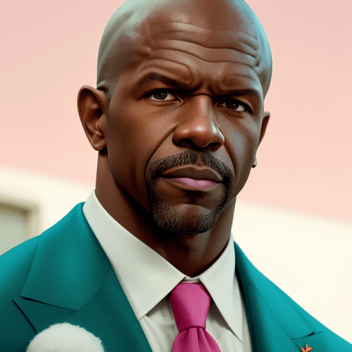 AI generated: Vogue style photo shoot of Terry Crews  as character Terry Crews from the movie The Royal Tenenbaums...