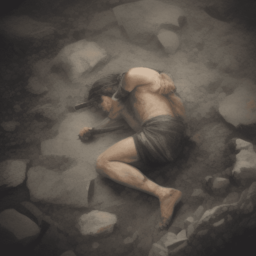 AI generated: a man who tried for a long time, was able to hammer a nail into a stone
