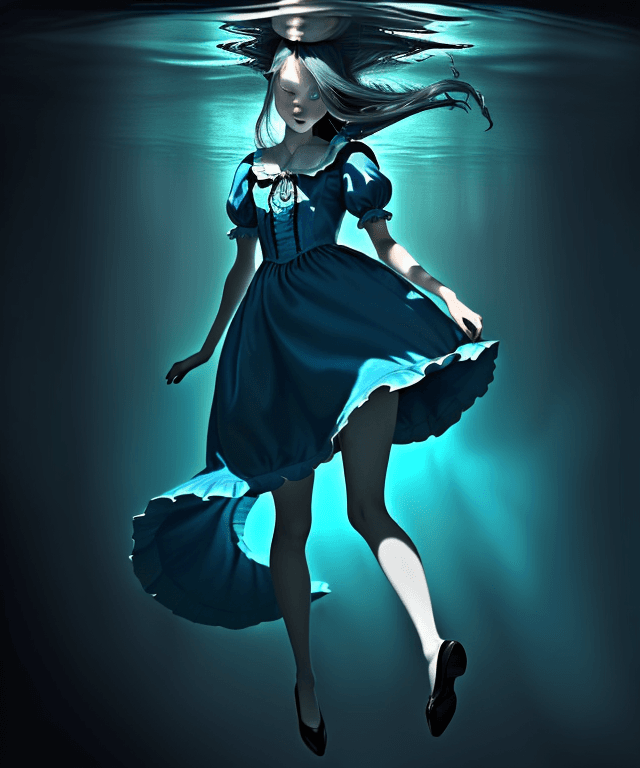 AI generated: Please create a high-resolution drawing. It should represents an adult version of Alice from "Alice ...
