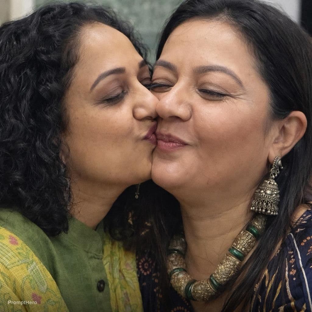AI generated: both kissing each other 