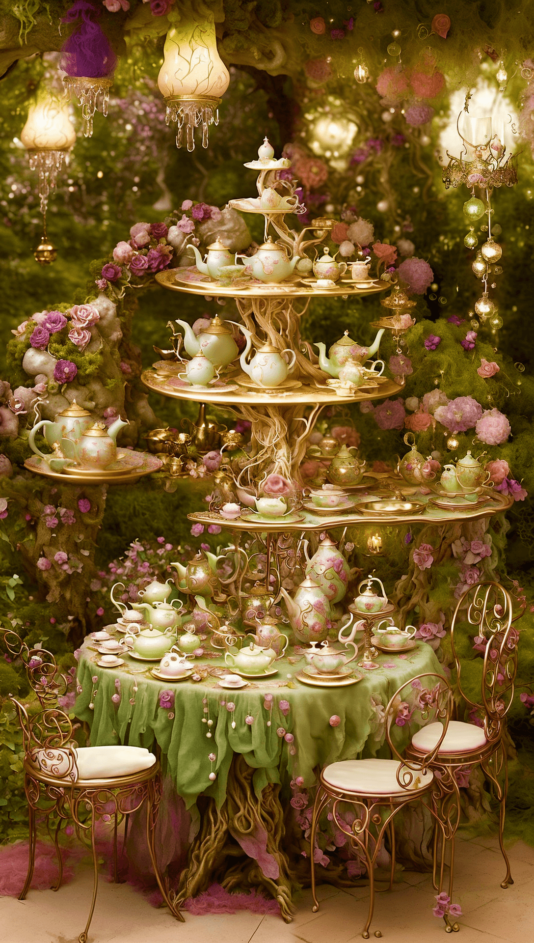 AI generated: Imagine a fantastical tea party at the crossroads of reality and dreams. Instruct the AI to bring to...