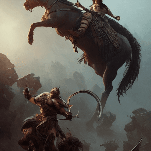 AI generated: conan, warrior, intricate, elegant, highly detailed, sharp focus, illustration, greg rutkowski