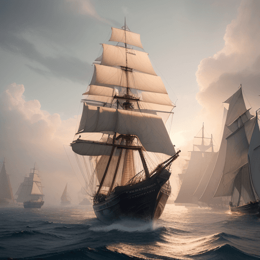 AI generated: Photo of a ultra realistic sailing ship, dramatic light, pale sunrise, cinematic lighting, battered,...