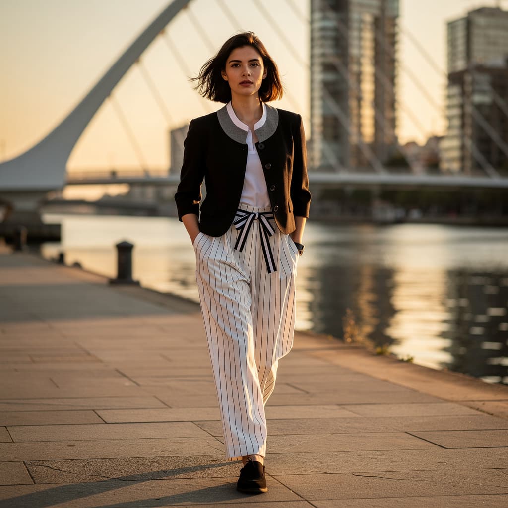 AI generated: Ultra-realistic photo of an Argentine model in Puerto Madero, Buenos Aires, Argentina, in 2026. Long...