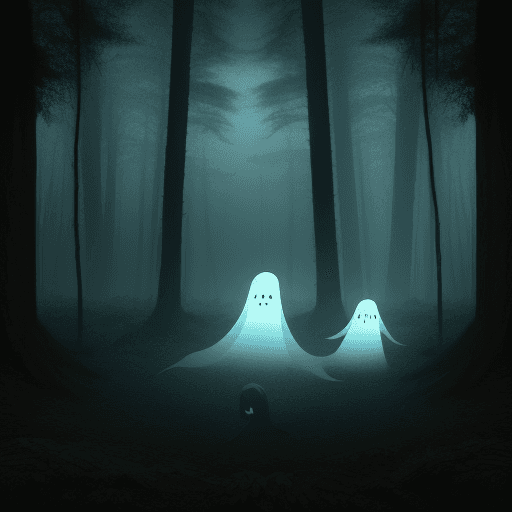 AI generated: ghosts in a dark forest by the sea