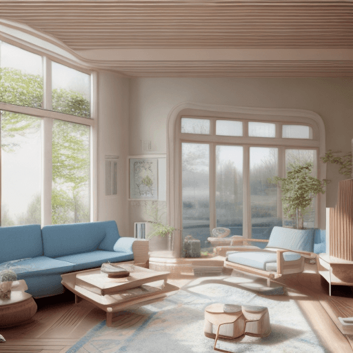 AI generated: High resolution photography interior design, dreamy sunken living room conversation pit, wooden floo...