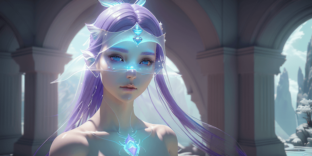 AI generated: ethereal and clean female character Unreal Engine 5, pristine face glass-like face skin quality, rad...