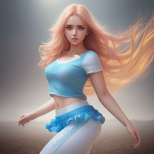 AI generated: very beautiful girl in bright leggings, white short top, charismatic personality, professional photo...