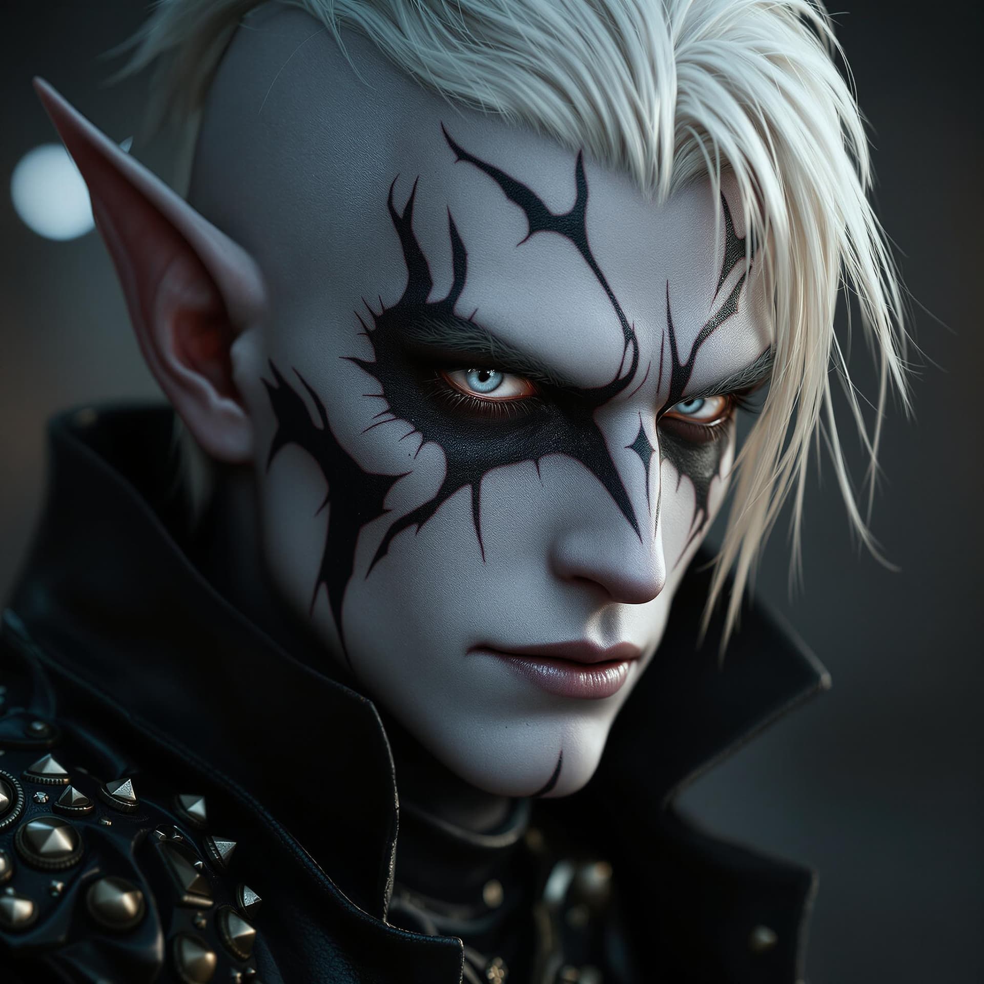 AI generated: High resolution photography, photorealistic close-up portrait male drow elf. handsome gunslinger, pa...