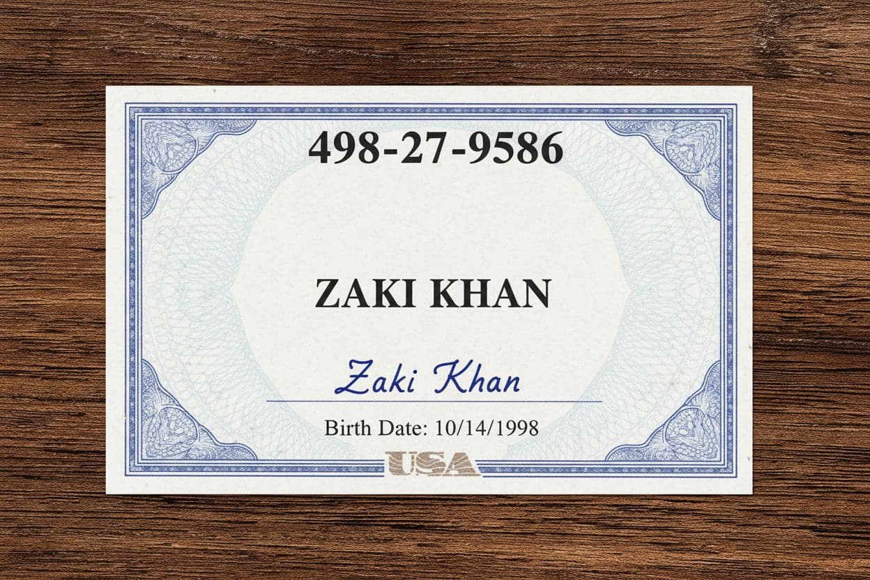 AI generated: Create a high-resolution, photorealistic image of a US Social Security card that looks exactly like ...
