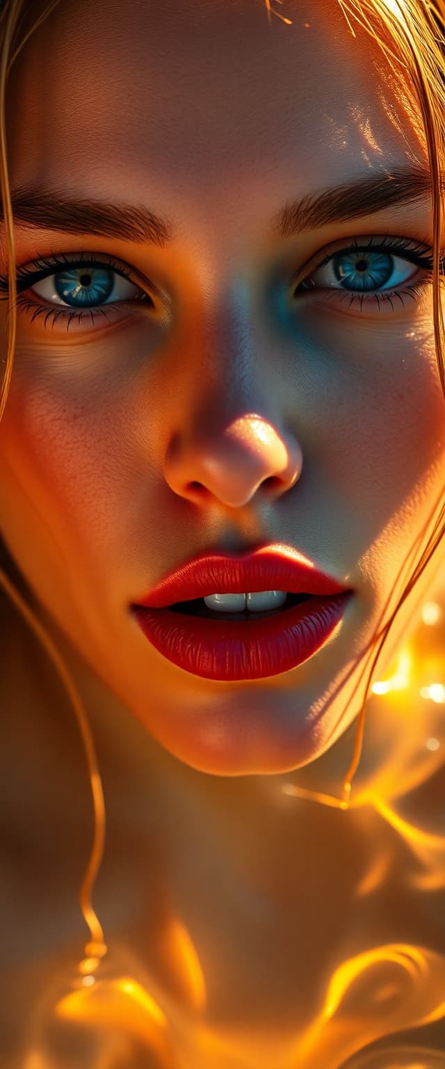 AI generated: "Image is a high resolution full-hight vertical close-up portrait photograph of a supermodels face, ...
