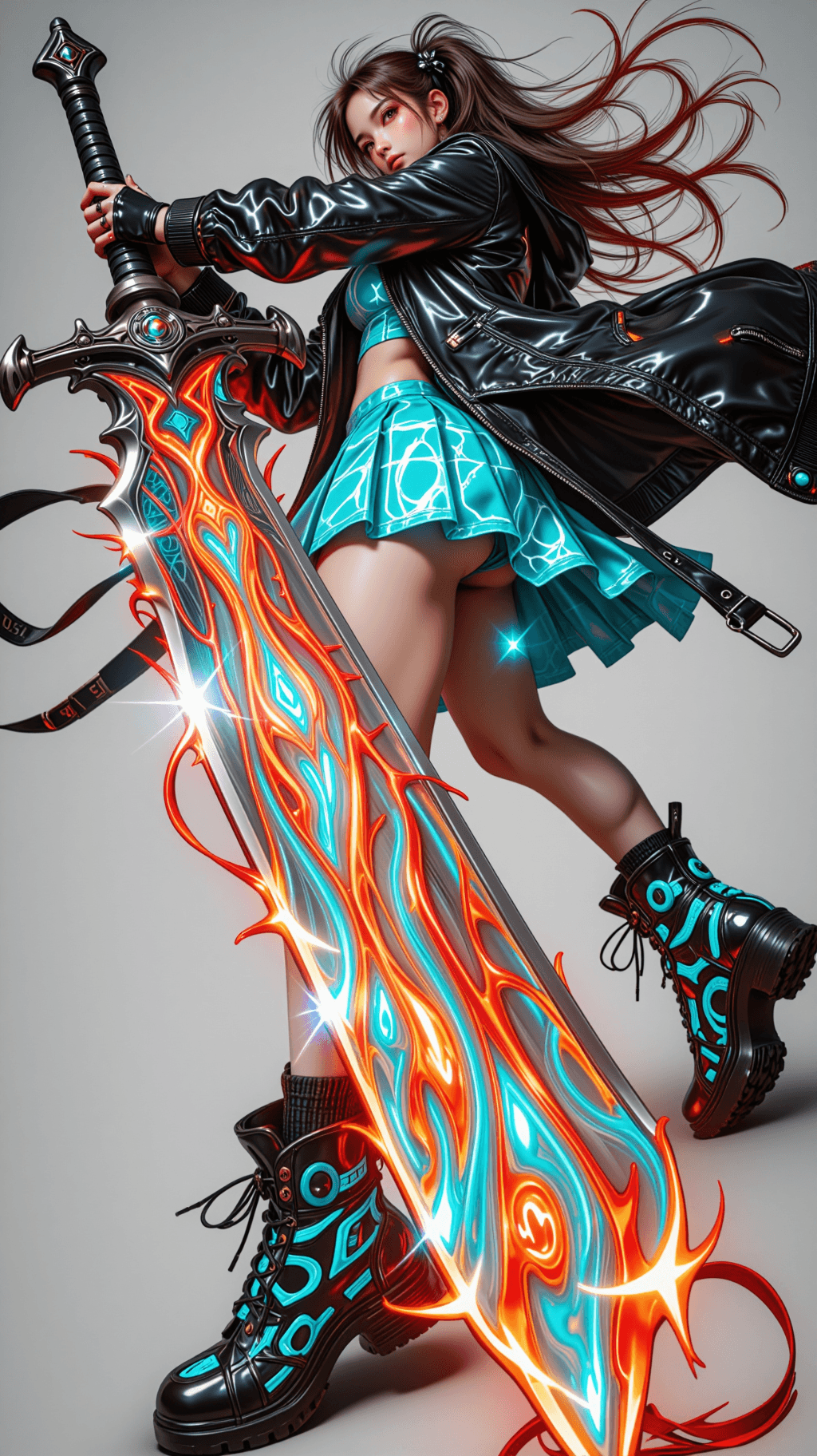 AI generated: A masterpiece, highly detailed anime-style digital illustration of a young anime girl holding a mass...