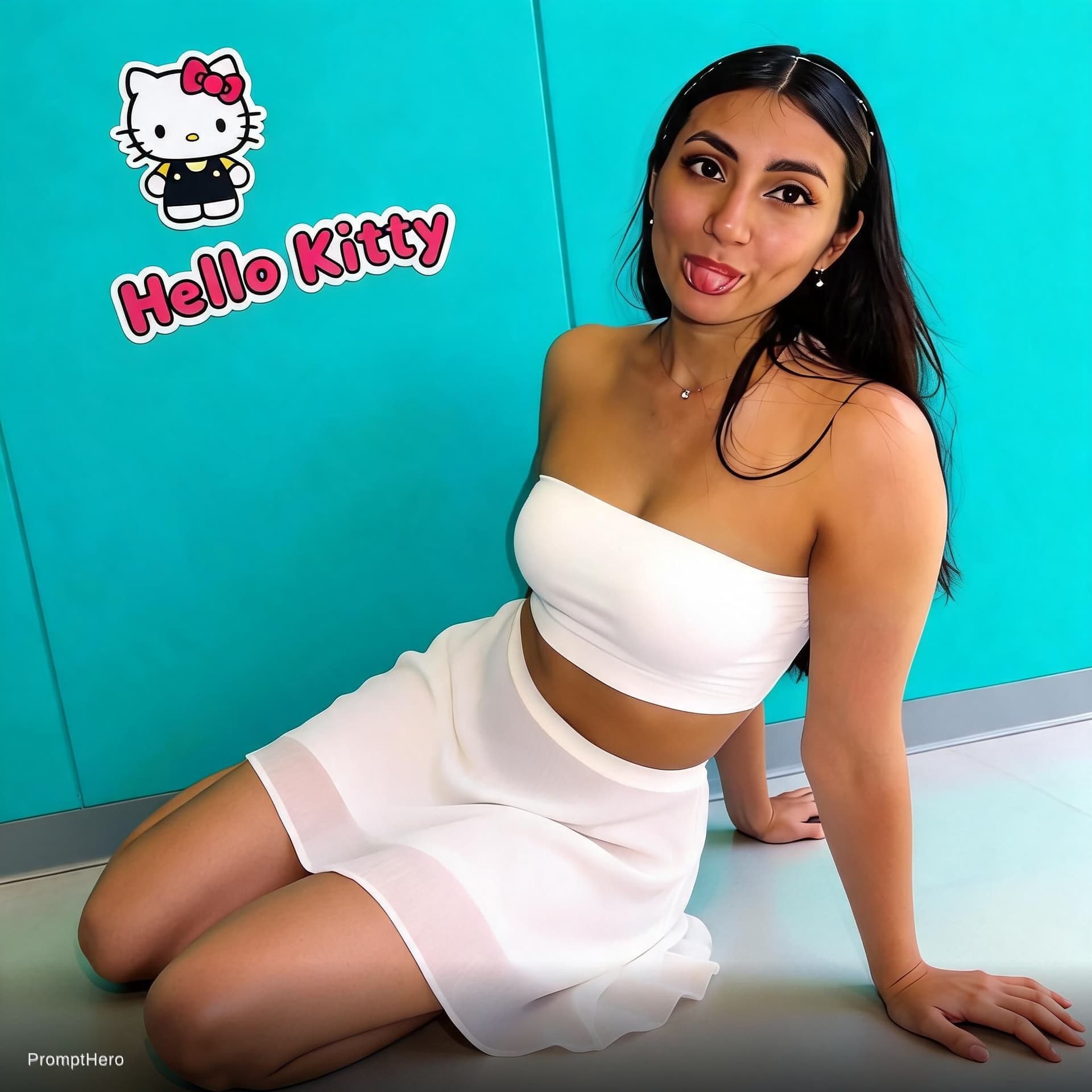 AI generated: Shes in a short tube top