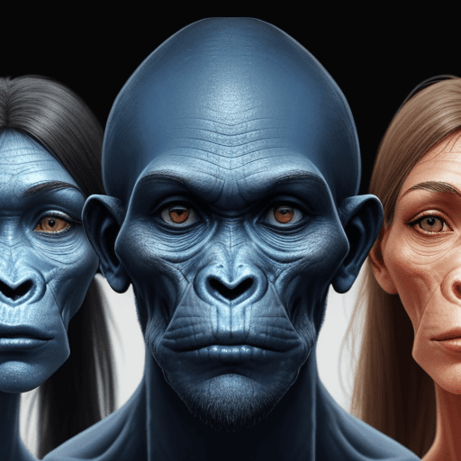 AI generated: Draw me an image that shows in a realistic way the head of a human looking slightly forward in blue,...