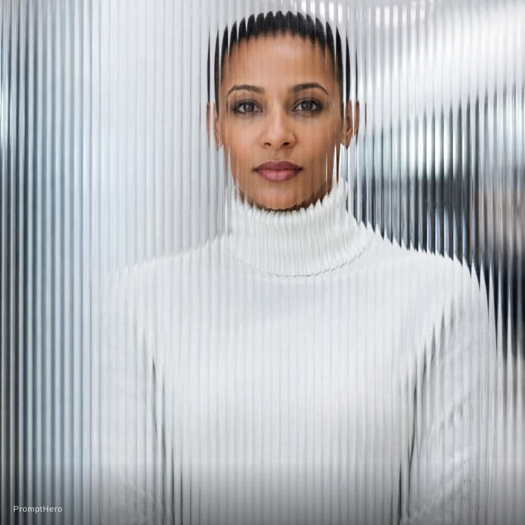 AI generated: high resolution photography, front central profile, woman facing front, gaze to front, wearing a whi...