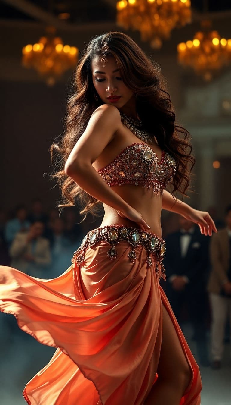 AI generated: Hyper realistic eye level exterior photo of "A breathtaking full-body portrait of a glamorous belly ...