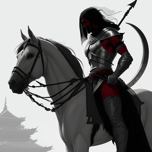 AI generated: Generate an image of a arabian warrior with a spear and shield, looking in profile. The style should...