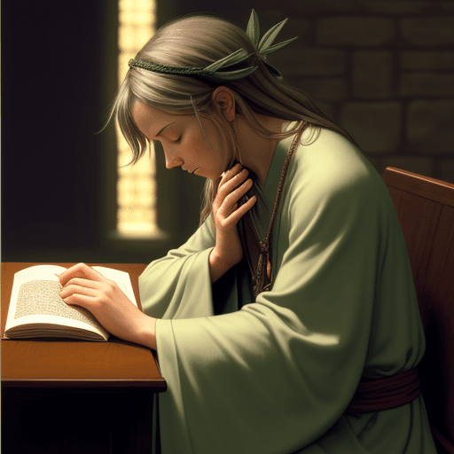 AI generated: The sage prays