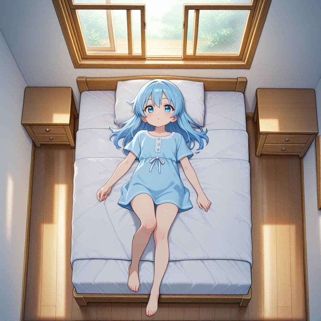 Civitai 見下ろし視点 シンプル寝室 / Overhead view, simple bedroom