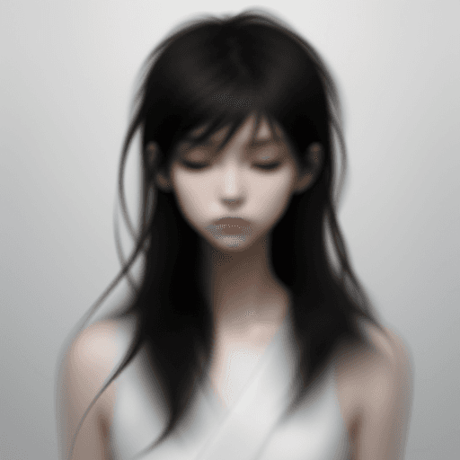 AI generated: blurry image of a girl, in the style of minimalist beauty, androgynous, light black, mote kei, seren...